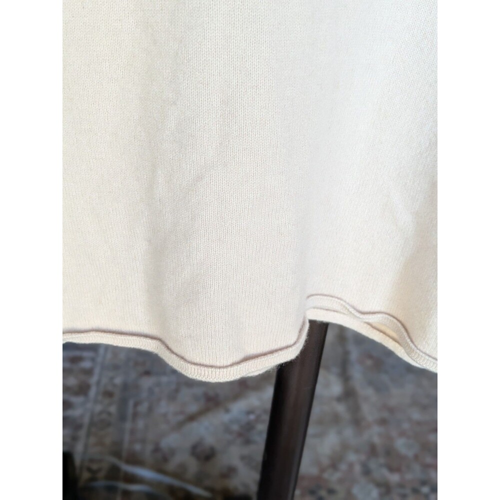 Sea Bleu Womens Medium Crew Neck Boxy 100% Cashmere Short Sleeve Beige Sweater - Picture 7 of 9